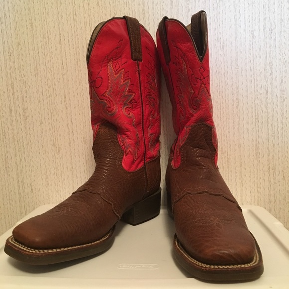 Double-H Shoes - Leather Double H Red Women’s Cowboy Boots